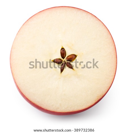 Apple slice isolated on white. Top view. With clipping path
