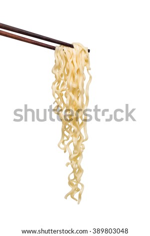chopsticks noodles isolated on white background, with clipping path.