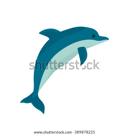 Dolphin icon. Dolphin cartoon style isolated on white background. Flat vector illustration