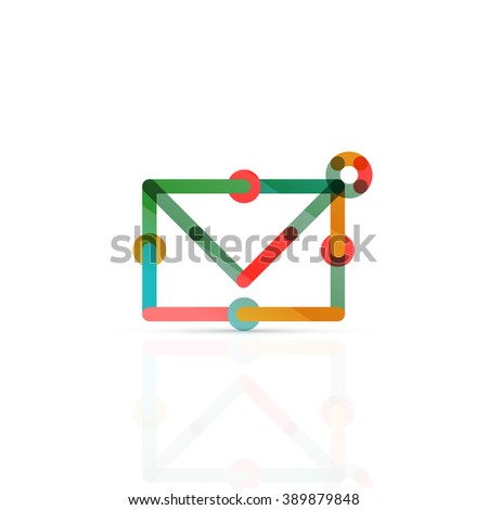 Vector email business symbol, or at sign logo. Linear minimalistic icon design, multicolored segments of lines
