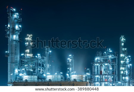 Oil Refinery factory at twilight , petrochemical plant , Petroleum , Chemical Industry
 Royalty-Free Stock Photo #389880448