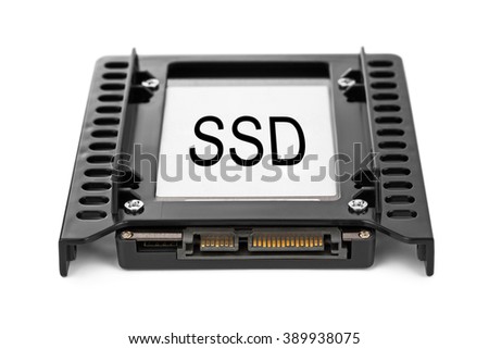 Computer SSD drive isolated on white background