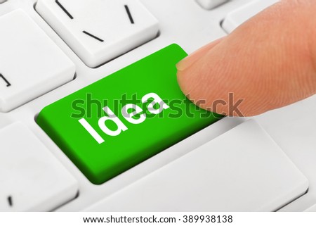 Computer notebook keyboard with Idea key - technology background