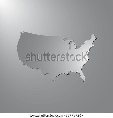 Vector map United States. Gray background with gradient. Isolated vector Illustration. Gray on Gradient background. With shadow. EPS Illustration.