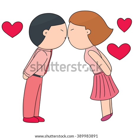 vector set of man and woman kissing