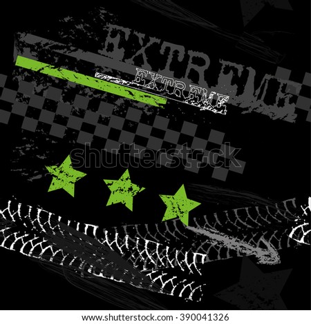 Seamless high-speed vector pattern in dark background with green elements