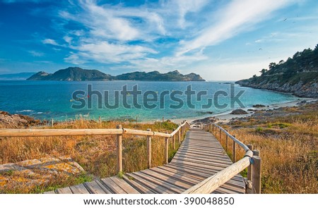 Islas cies beach, Spain Royalty-Free Stock Photo #390048850