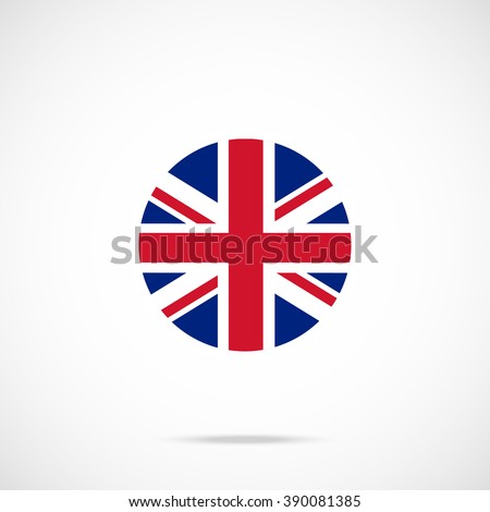 United Kingdom flag round icon. UK flag icon with accurate official color scheme. Premium quality british flag in circle. Vector icon isolated on gradient background Royalty-Free Stock Photo #390081385