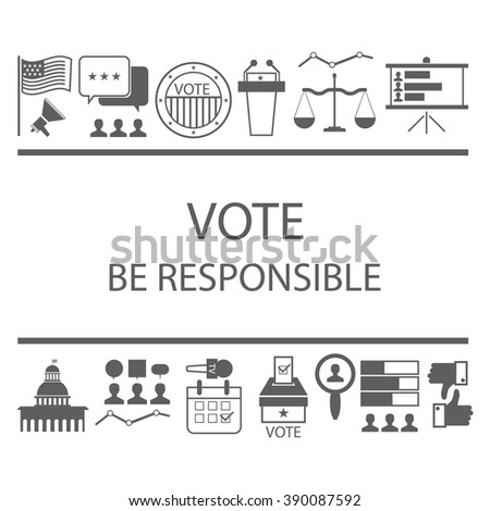 Modern vector illustration of election and voting line icons set, politics, voting and elections symbols