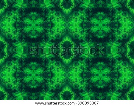 Hand-dyed green and lime fabric with zig zag stitch detail and in a seamless repeat pattern Royalty-Free Stock Photo #390093007