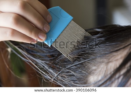 a girl is doing head lice treating. a closed up shot.