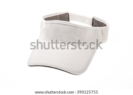 Adult golf white visor on white background Royalty-Free Stock Photo #390125755