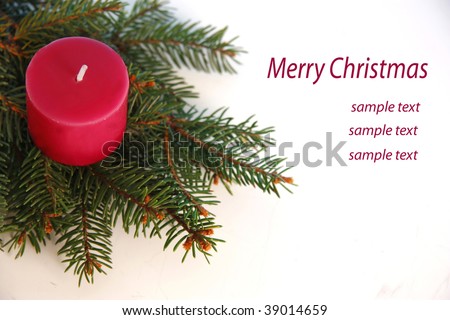 christmas card with candle on the tree