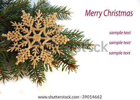 christmas tree with golden flakes