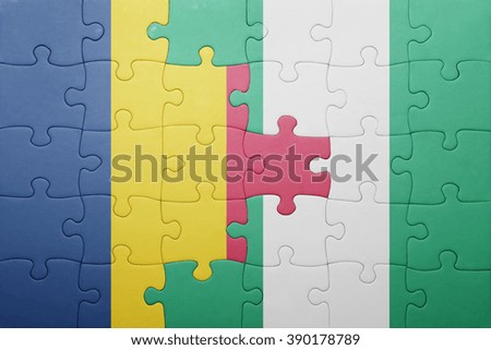 puzzle with the national flag of chad and nigeria . concept
