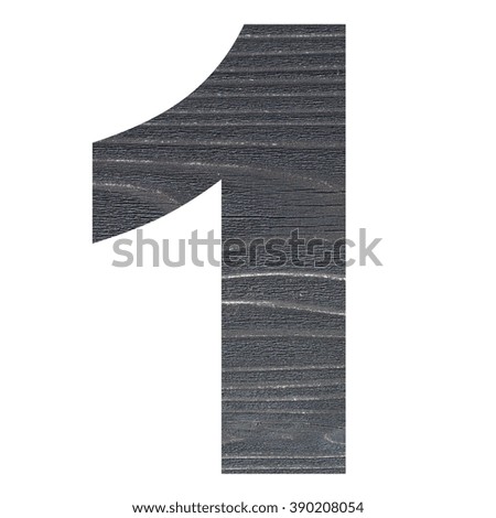 Number 1 with wooden photo background isolated on white background