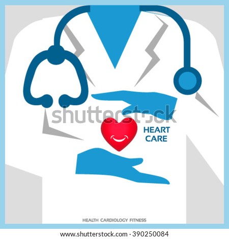 Vector concept of a doctor/cardiologist taking care of heart