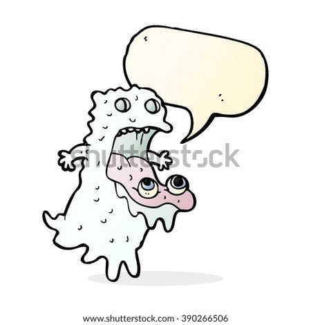 cartoon gross ghost with speech bubble
