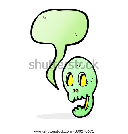 funny cartoon skull with speech bubble