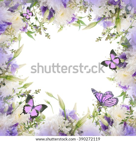 Bridal bouquet from white and pink flowers, butterfly