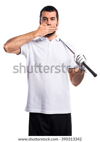 Golfer covering his mouth
