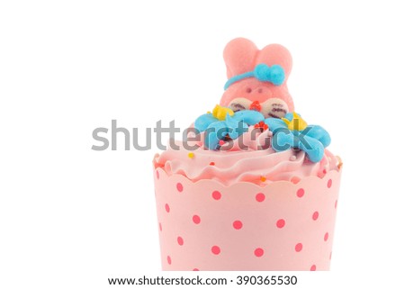 Cupcake with buttercream icing isolated on white background