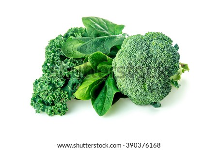 Healthy greens with broccoli, spinach and kale Royalty-Free Stock Photo #390376168