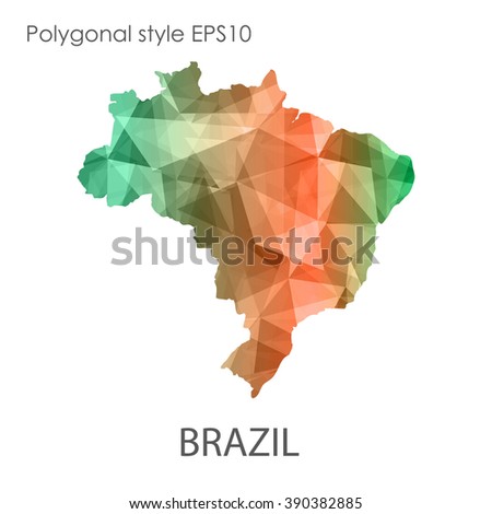 Brazil map in geometric polygonal style.Abstract gems triangle,modern design background. Vector illustration EPS10