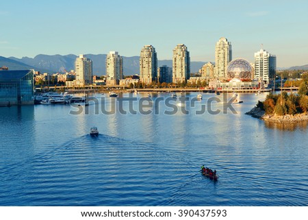Vancouver urban architecture at sunset, Canada. 