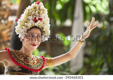 Close up of Bali dancer performing outdoor