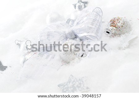 christmas decorations over snow