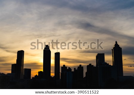 Atlanta, Georgia skyline silhouette at sunset