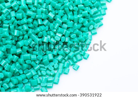 Green plastic polymer granules.