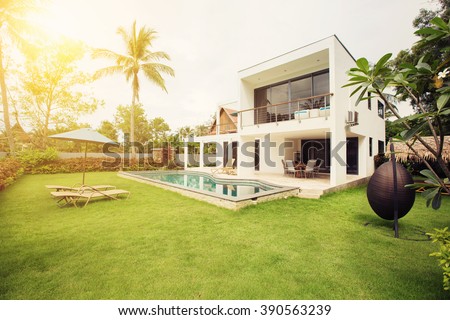 Luxury Villa Resort Interior  Royalty-Free Stock Photo #390563239