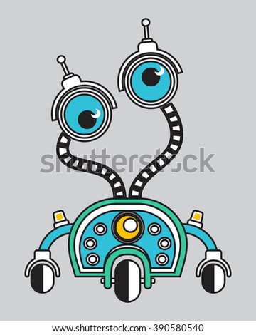 Cartoon cute robot. Colorful Toy. Character.