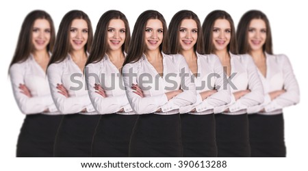 Women clones standing in a row