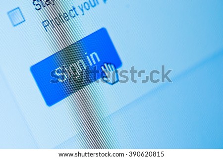 Button Sign in  in Internet Browser on Computer Screen 