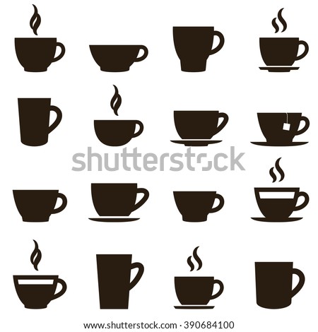 coffee and tea cup set Royalty-Free Stock Photo #390684100