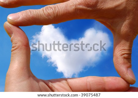 Frame made of hands over heart cloud