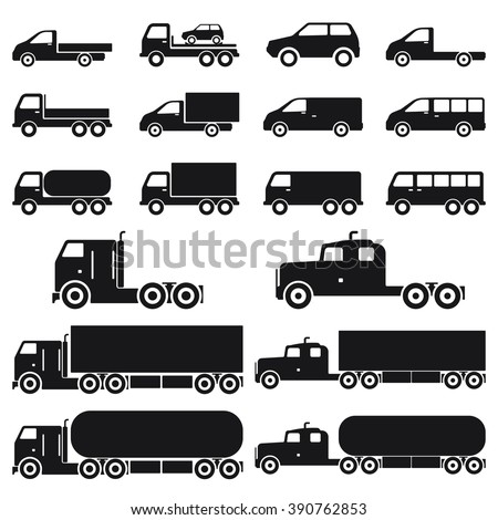 Truck Transport Set Icon Vector Illustration on the white background.