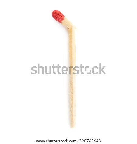 Broken Wooden unused match isolated over the white background
