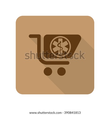 Flat style Pharmacy Store web app icon on light brown background