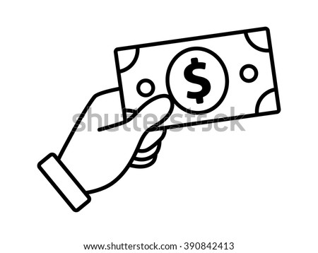 Payment with money, buying or purchase of goods line art vector icon for apps and websites