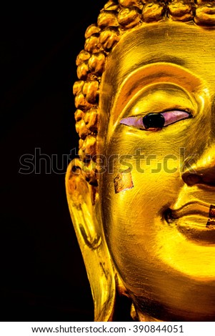 The face of Buddha, have space for text. 