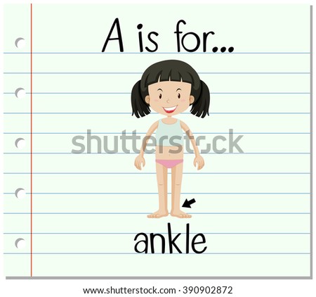 Flashcard letter A is for ankle illustration