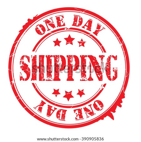 one day shipping stamp on a white, vector illustration 