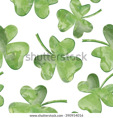 St. Patrick's Day Background. Floral leaves seamless watercolor pattern