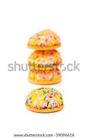 Cup cake stacks isolated on the white background