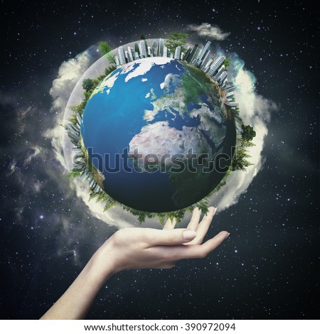 Earth globe against  starry backgrounds, environmental concept