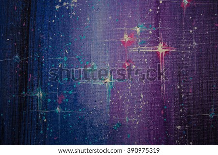colorful original abstract oil painting, background starry sky